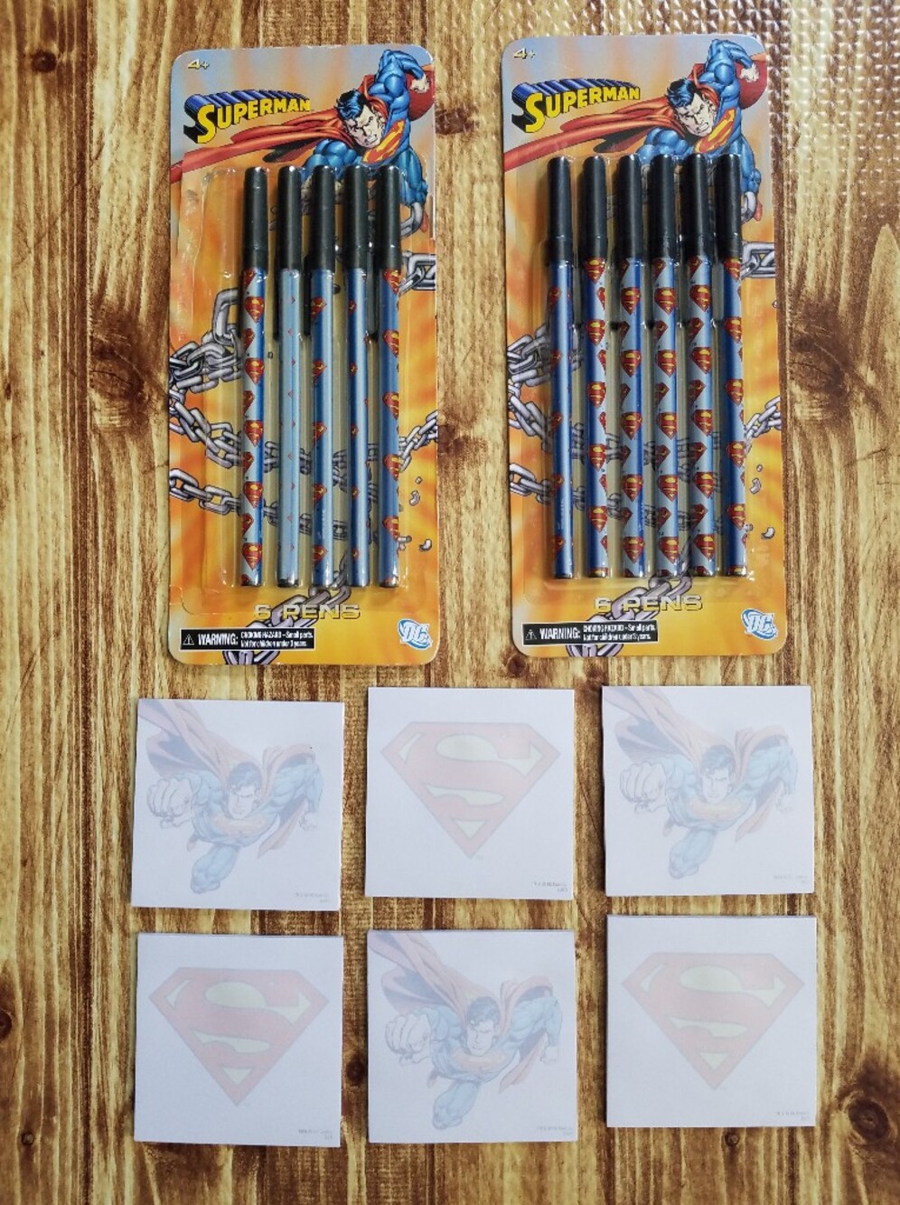Superman Ballpoint Pens Logo Set Office Sticky Notes DC Comics